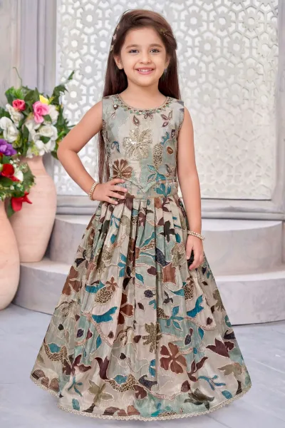 Multicolor Digital Print, Zari, Sequins, Beads and Stone work Lehenga Choli